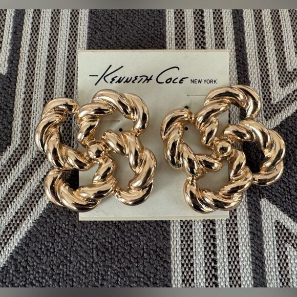 NEW Kenneth Cole Gold Tone Rope Statement Post Earrings - Picture 5 of 5